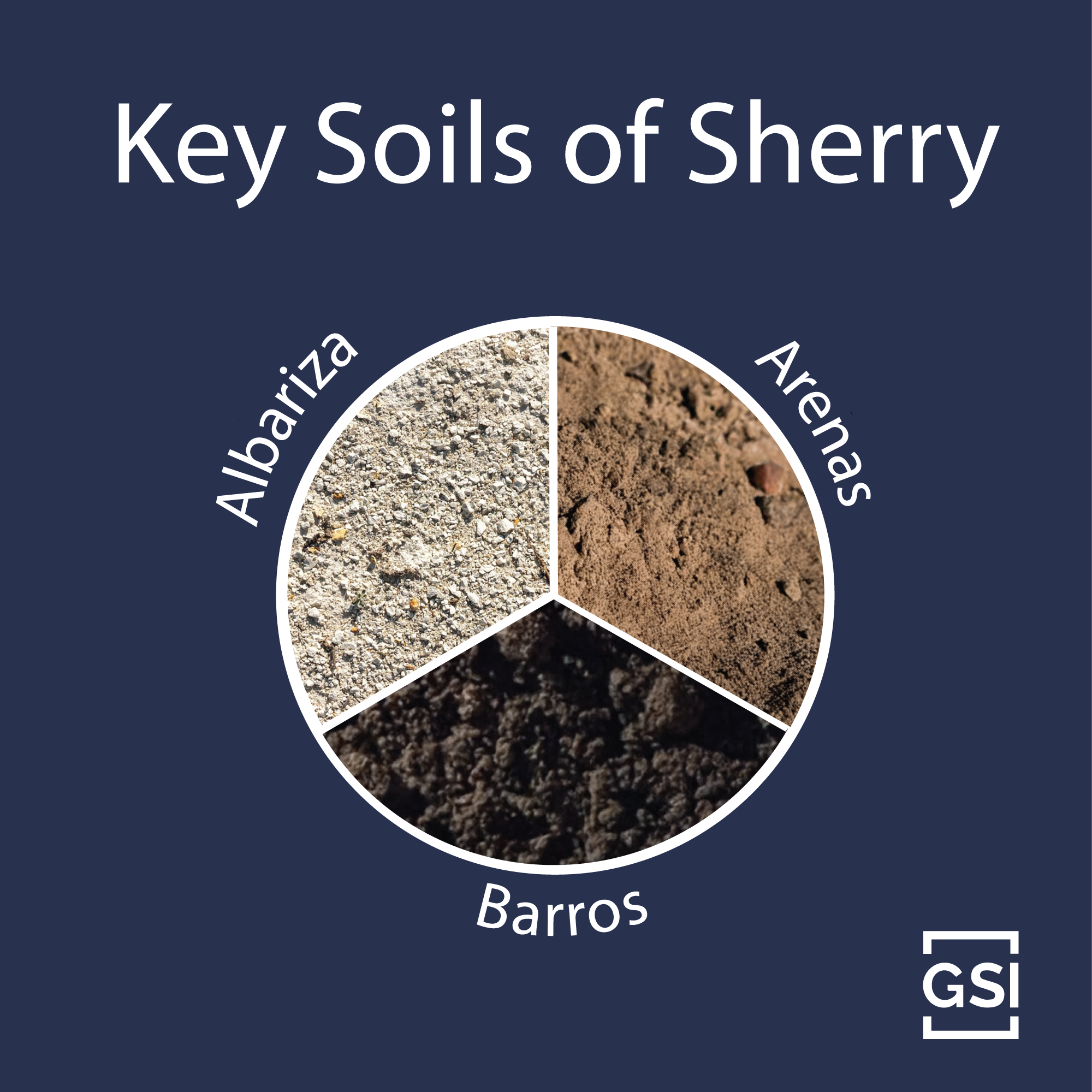 Graphic depicting the qualities of albariza, arenas, and barros soils