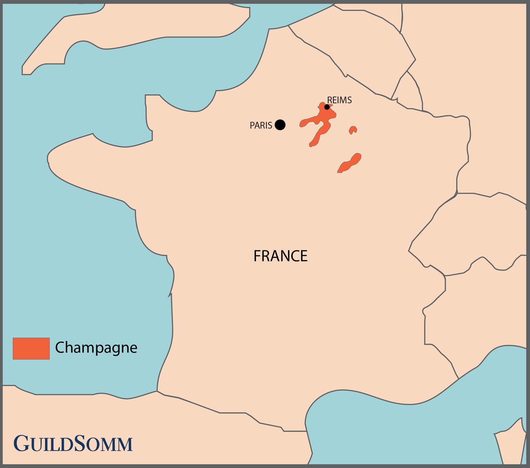 Champagne&rsquo;s position in France