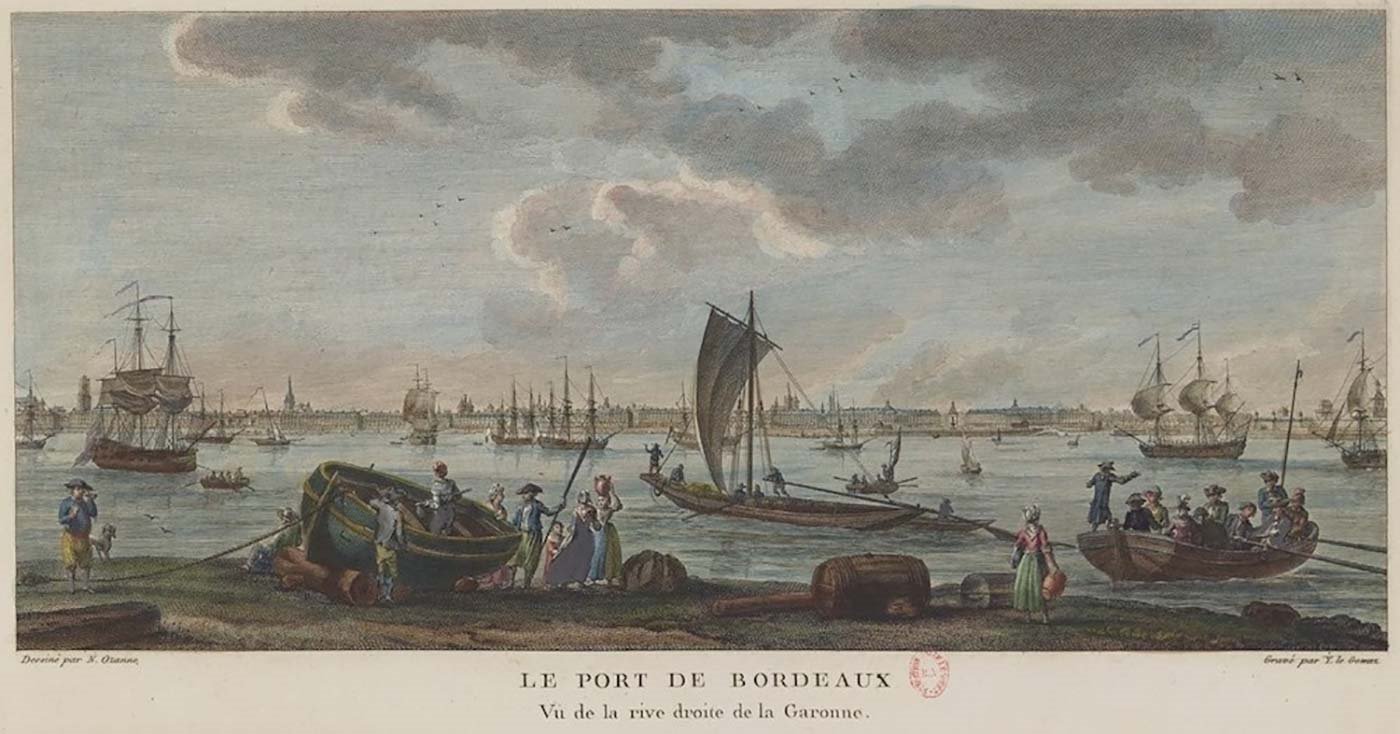 The Port of Bordeaux, as depicted by Y. Le Gouaz in 1776 (Credit: Wikimedia Commons)